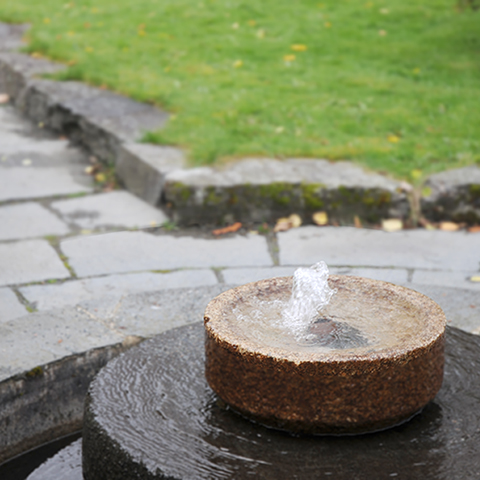 image of a birdbath bubbling with water